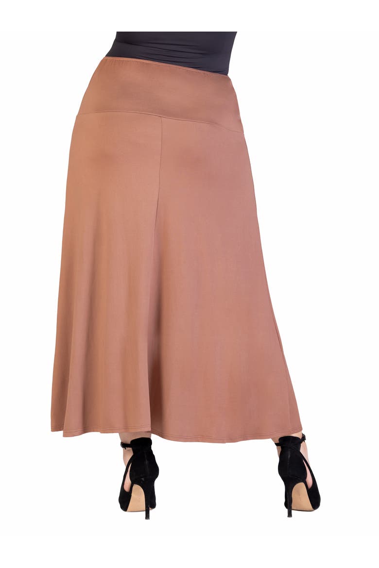 Plus Size Comfortable Fit Elastic Waist Maxi Skirt, Alternate, color, Mocha