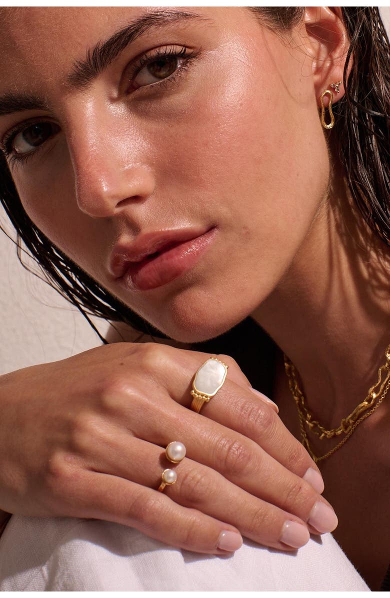 Murkani Riviera Double Pearl Ring 8, Alternate, color, Yellow Gold