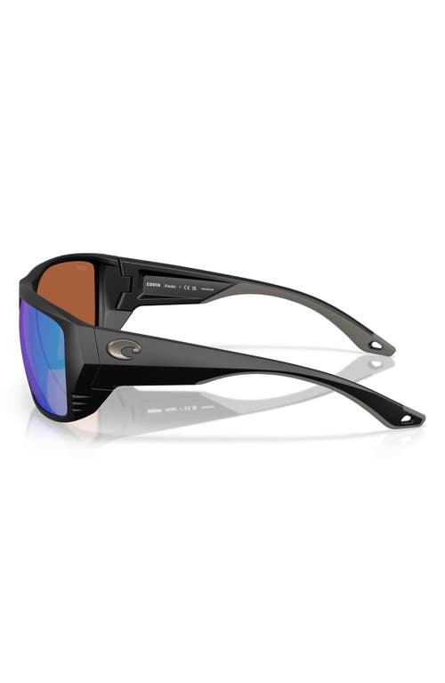Costa Del Mar 59mm Polarized Square Sunglasses In Matte Black/green Mirror