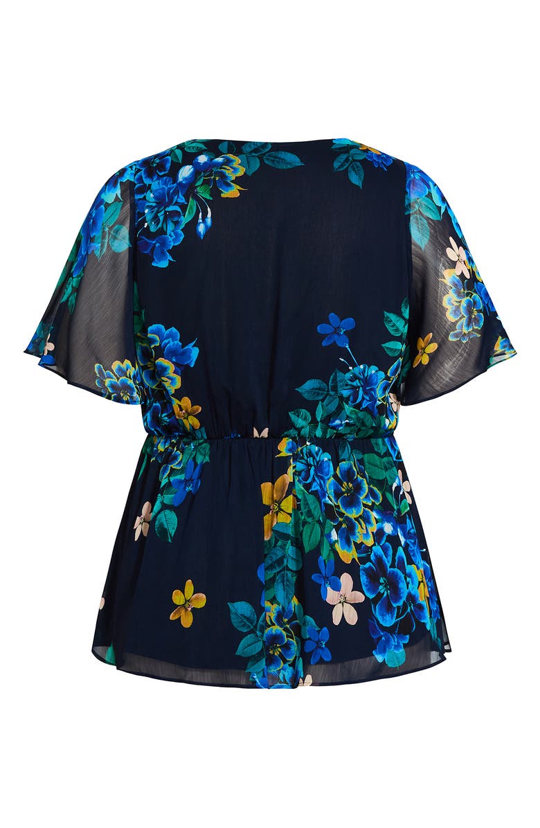 City Chic Midnight Pansy Wrap Top, Alternate, color,