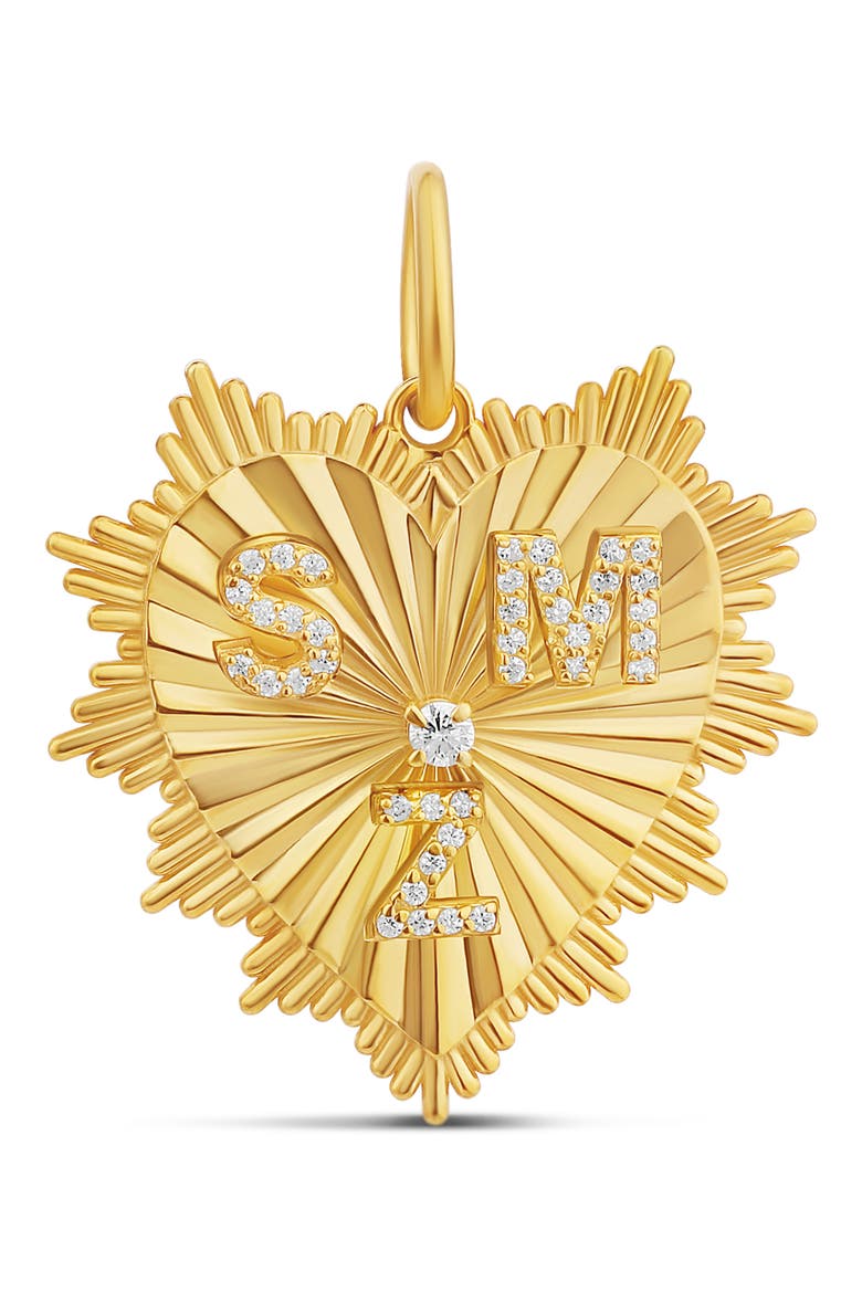 Fluted Multi Initial Heart Pendant Necklace, Alternate, color, GOLD