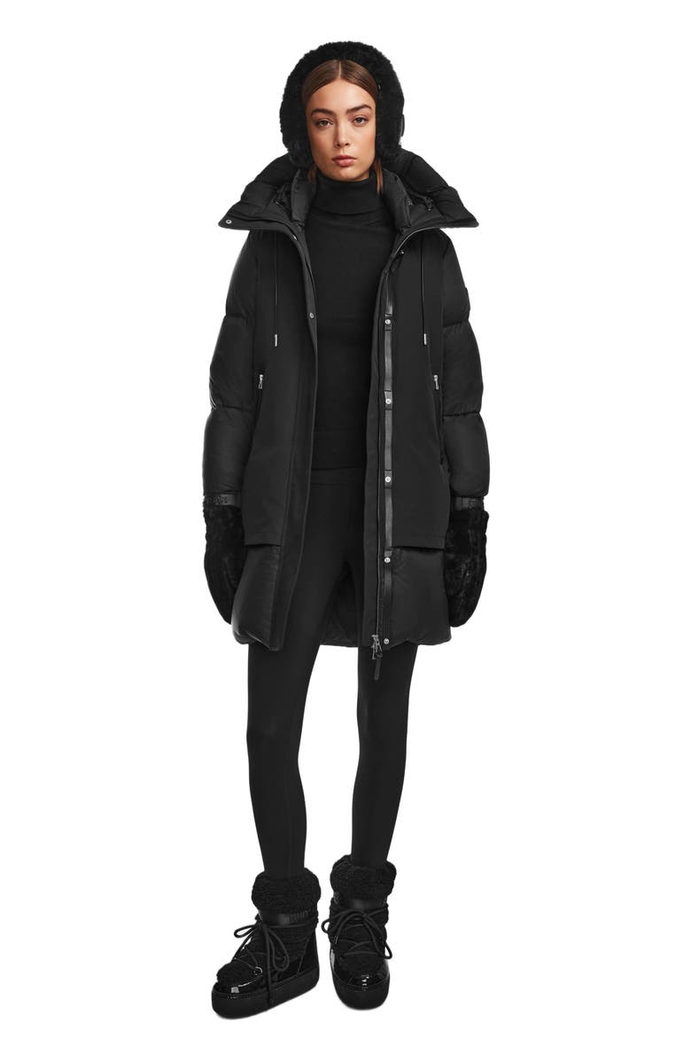 Rudsak LAYAN WOMEN'S MID-LENGTH DOWN PARKA WITH FAUX SHEARLING TRIM, Alternate, color,