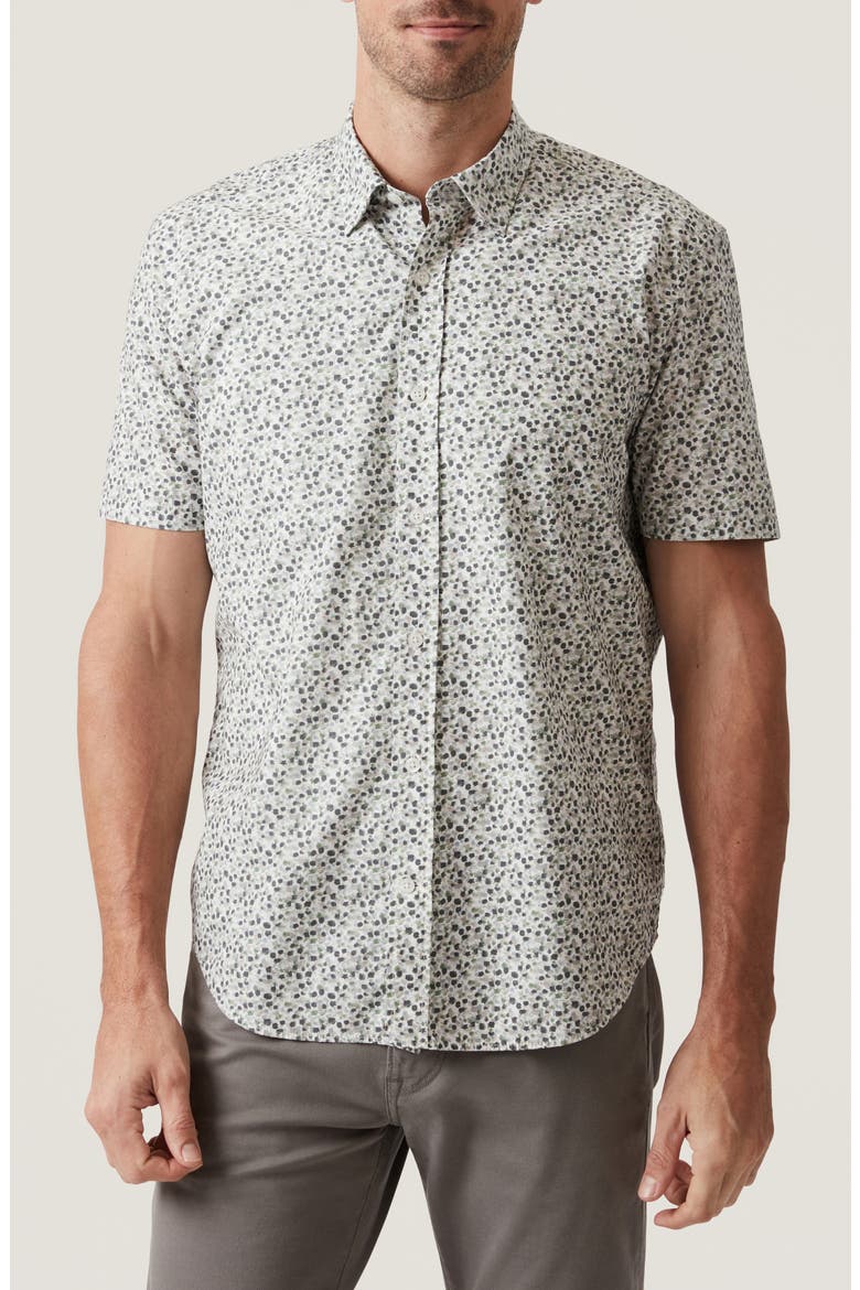 Grove Short Sleeve Cotton & Lyocell Button-Up Shirt, Main, color, OLIVE
