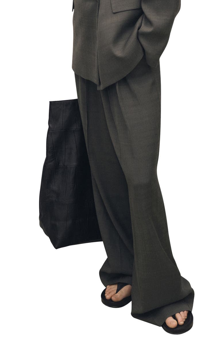 MANGO Tie Belt Pleat Front Wide Leg Pants, Alternate, color,