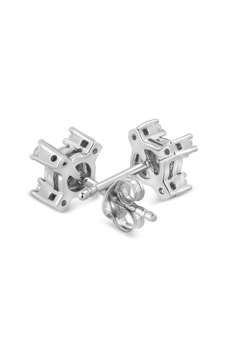 Haus of Brilliance Silver 1/4 Ct Miracle Plate Round and Princess "X" Shaped Stud Earrings, Alternate, color, White