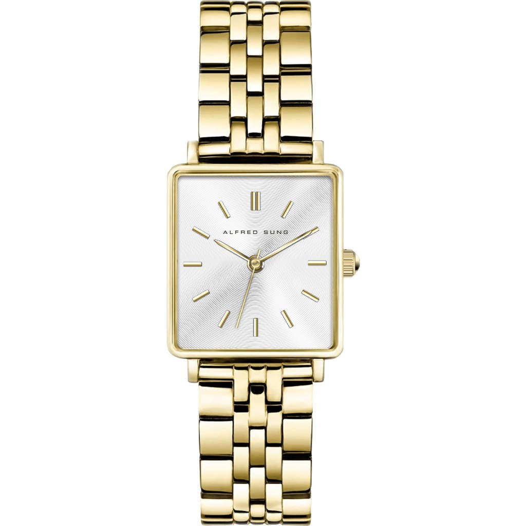 Alfred Sung Harmony Three-hand Quartz Bracelet Watch, 22mm X 24mm In Gold Bracelet Silver Dial