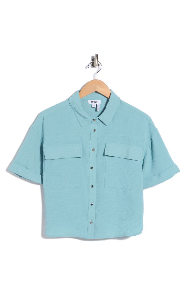 DKNY Washer Camp Shirt, Main, color, Cameo Blue