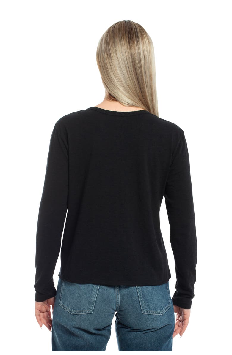 WILT Clothing Long Sleeve Henley Mock Double Layer Tee, Alternate, color, Black