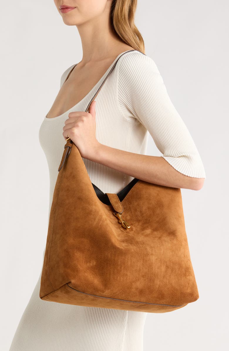 Rebecca Minkoff Megan Leather Hobo Bag, Alternate, color, Cannella