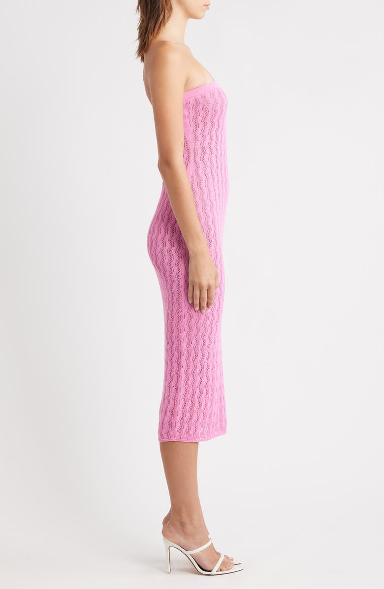 Mistress Rocks Strapless Pointelle Body-Con Midi Dress, Alternate, color, 