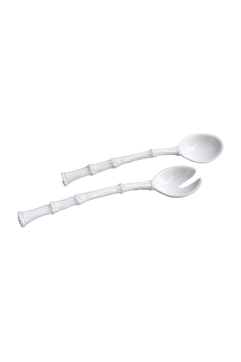 VIDA Cane Handle Large Salad Servers, Main, color, White