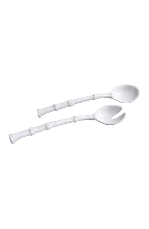 Beatriz Ball Collection Vida Cane Handle Large Salad Servers In White
