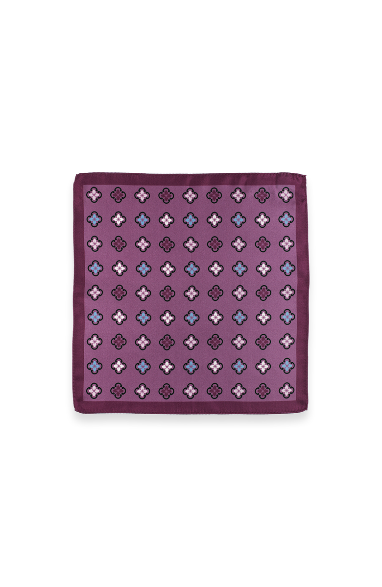 Paul Fredrick Patterned Silk Pocket Square, Alternate, color, Purple Multi