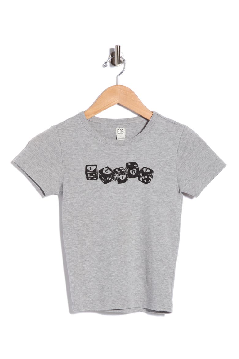Flirt Dice Crop T-Shirt, Main, color, GREY