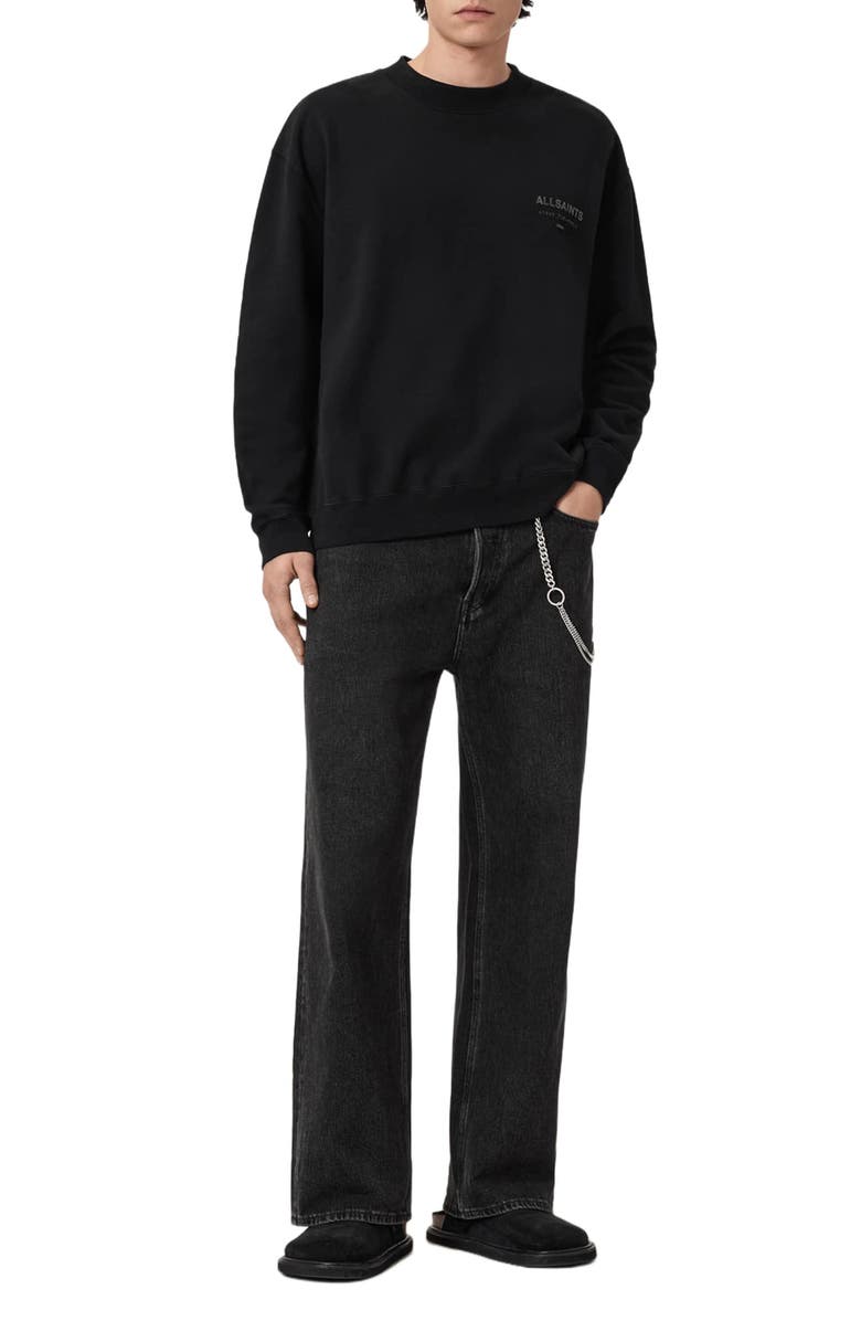 AllSaints Xander Crewneck Sweatshirt, Alternate, color, Jet Black