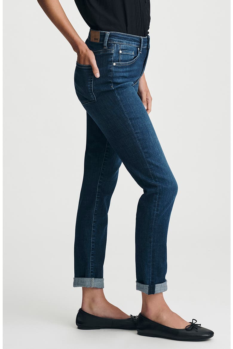 Kathleen Mid Rise Slim Boyfriend Jeans, Alternate, color, DARK BLUE FEATHER BLUE
