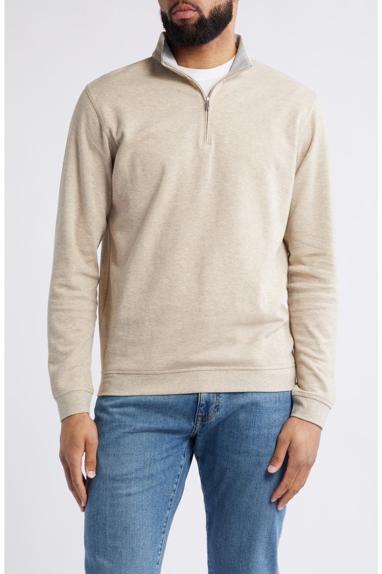 Crown Comfort Crewneck Piqué Quarter Zip, Main, color, STONE