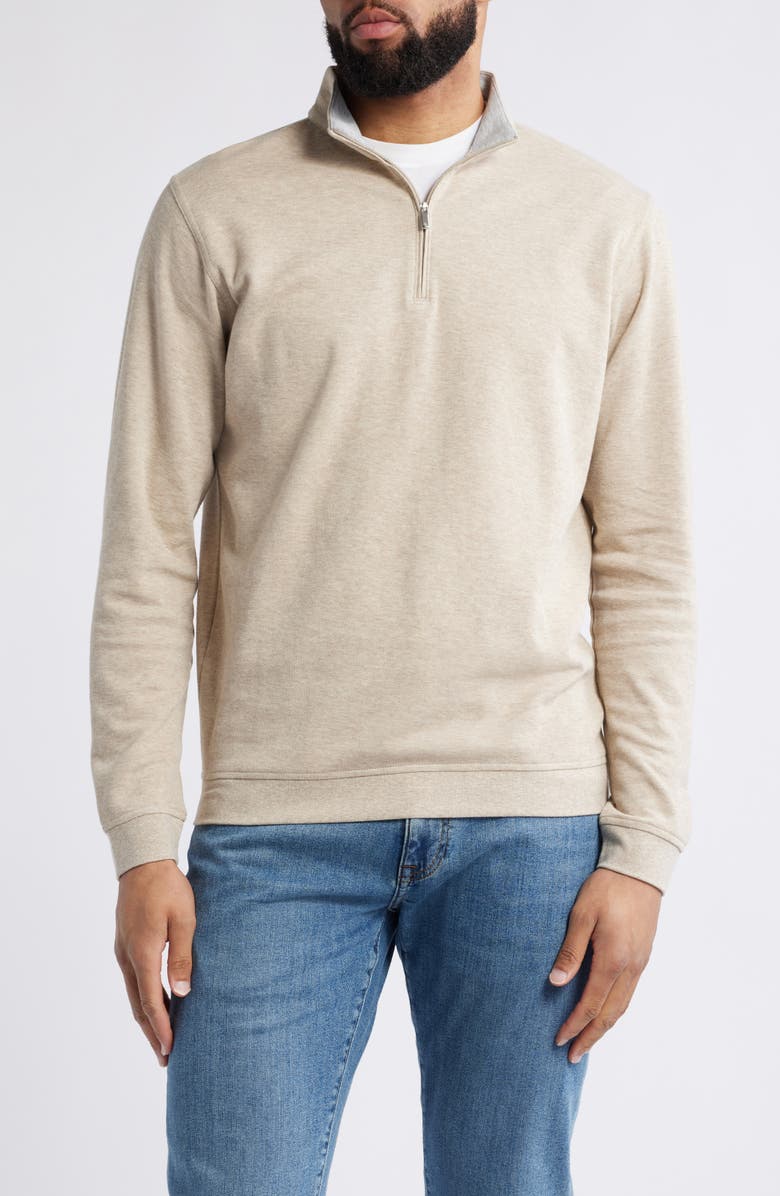 Peter Millar Crown Comfort Crewneck Piqué Quarter Zip, Main, color, 