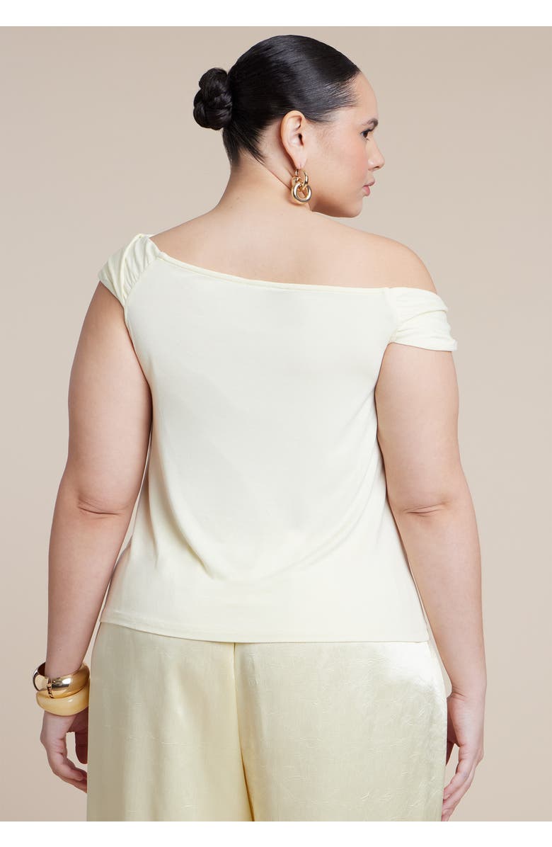 ELOQUII Asym Twist Sleeve Top, Alternate, color, Sunlight