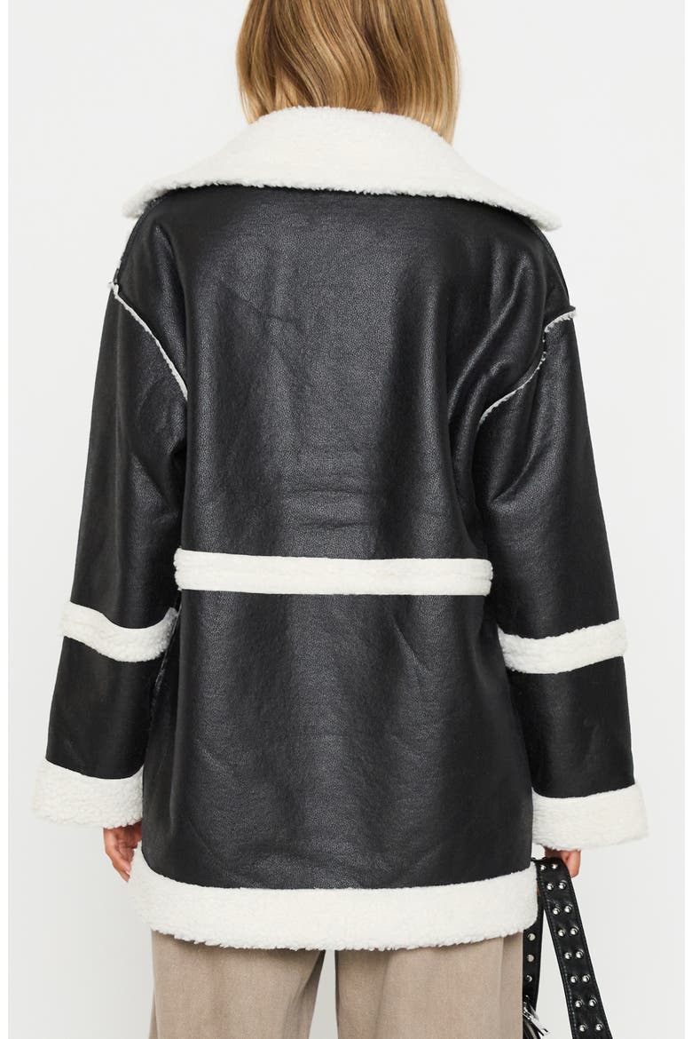 Lexie Faux Leather & Faux Fur Jacket, Alternate, color, BLACK