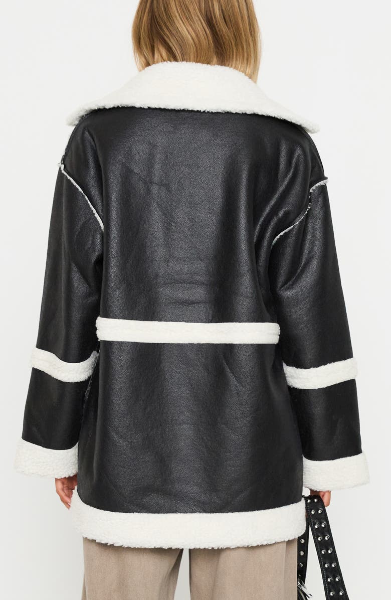 Princess Polly Lexie Faux Leather & Faux Fur Jacket, Alternate, color, Black