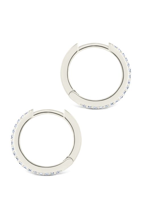 Sterling Forever Emerson Cubic Zirconia Hoop Earrings In Blue