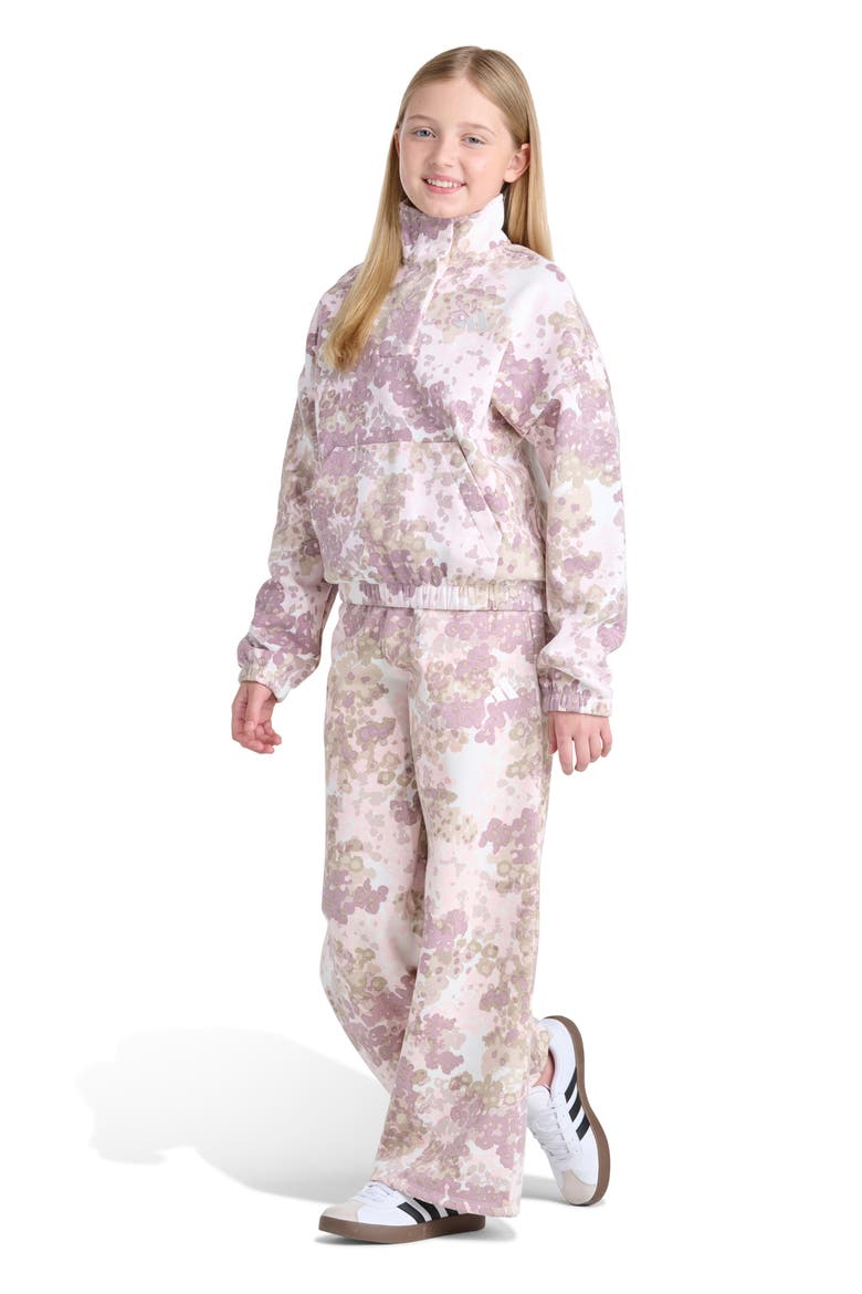 Kids' Allover Print Fleece Wide Leg Pants, Alternate, color, MEDIUM DARK PINK