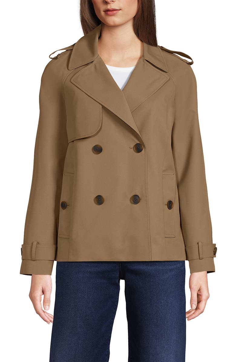 Lands' End Trench Rain Jacket, Main, color, Dark Jute Brown