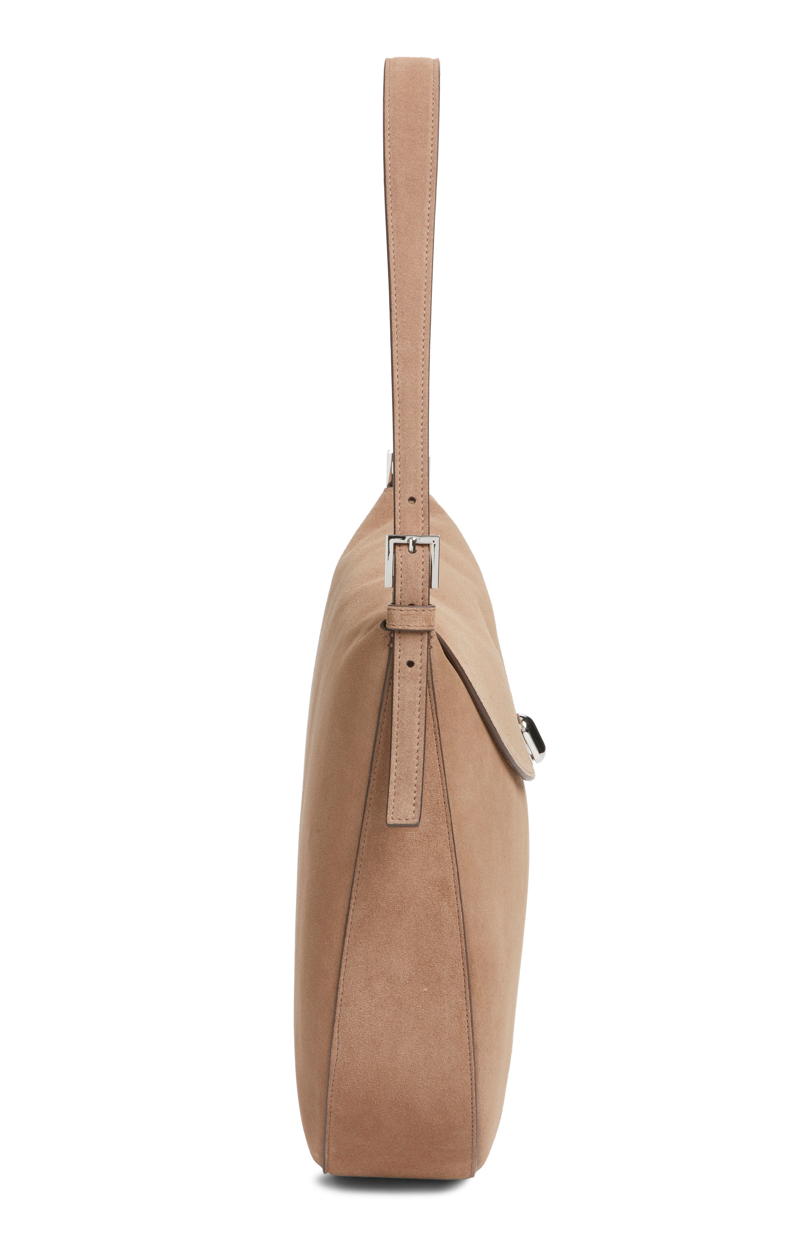Large Tondo Suede Hobo Bag, Alternate, color, TAUPE