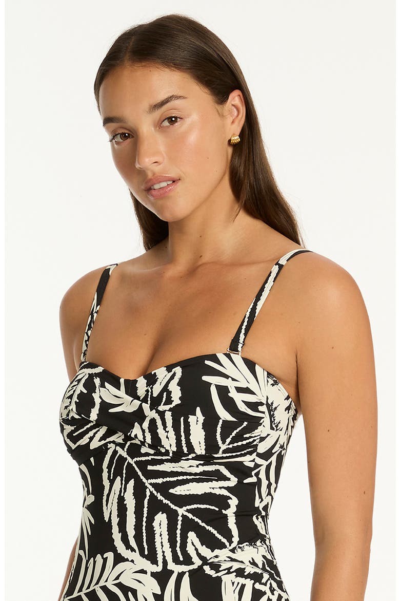 Jungle Book Twist Bandeau One-Piece Swimsuit, Alternate, color, BLACK