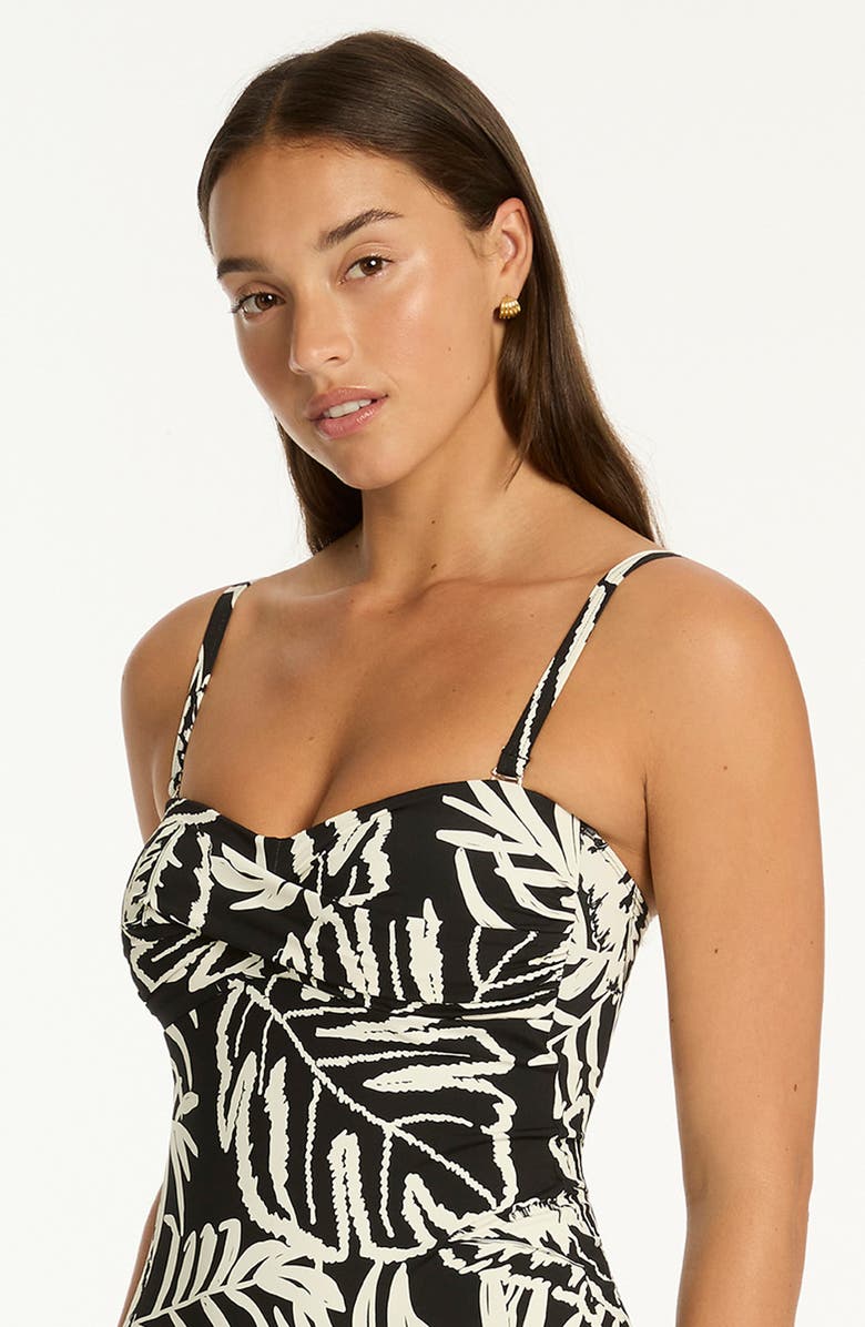Sea Level Jungle Book Twist Bandeau One-Piece Swimsuit, Alternate, color, Black