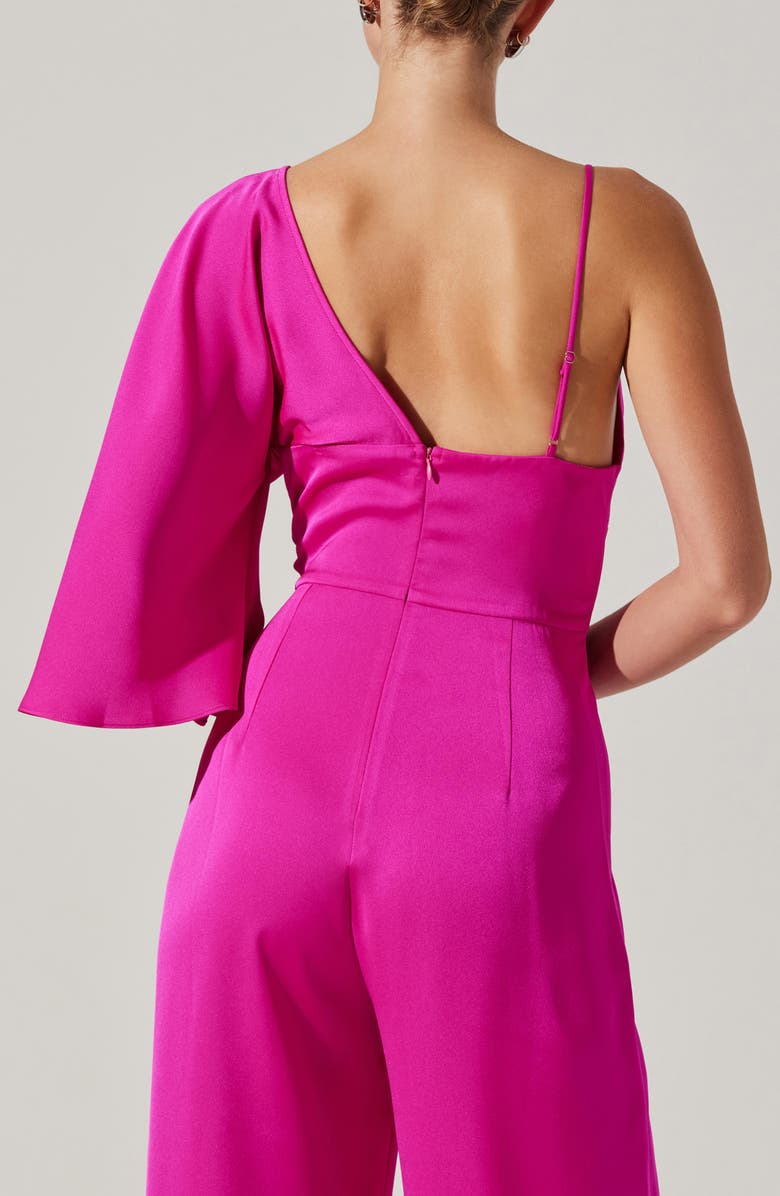 ASTR the Label One-Shoulder Satin Jumpsuit, Alternate, color,