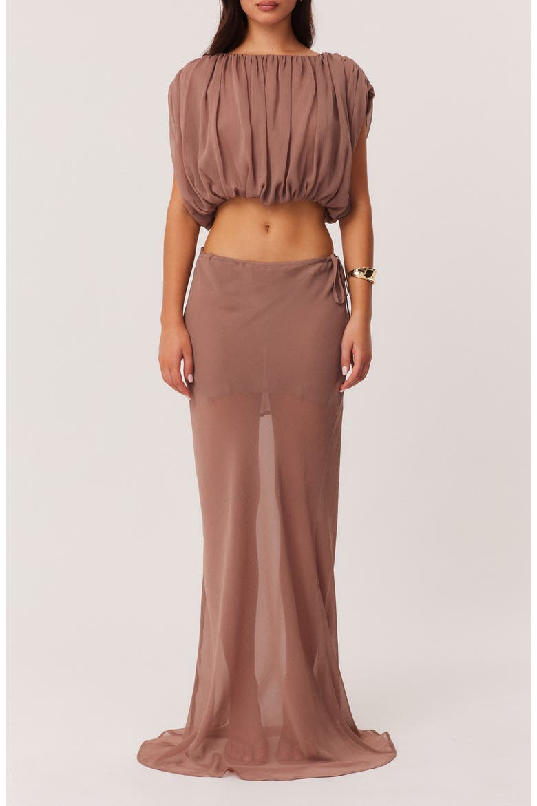 Mara Gathered Cropped Top, Alternate, color, MOCHA