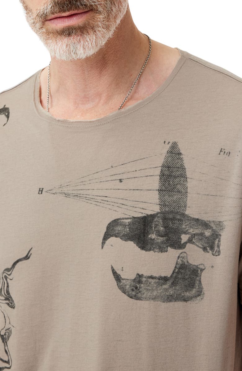 John Varvatos Raw Edge Double Layer Doodle Print T-Shirt, Alternate, color, Haze Grey