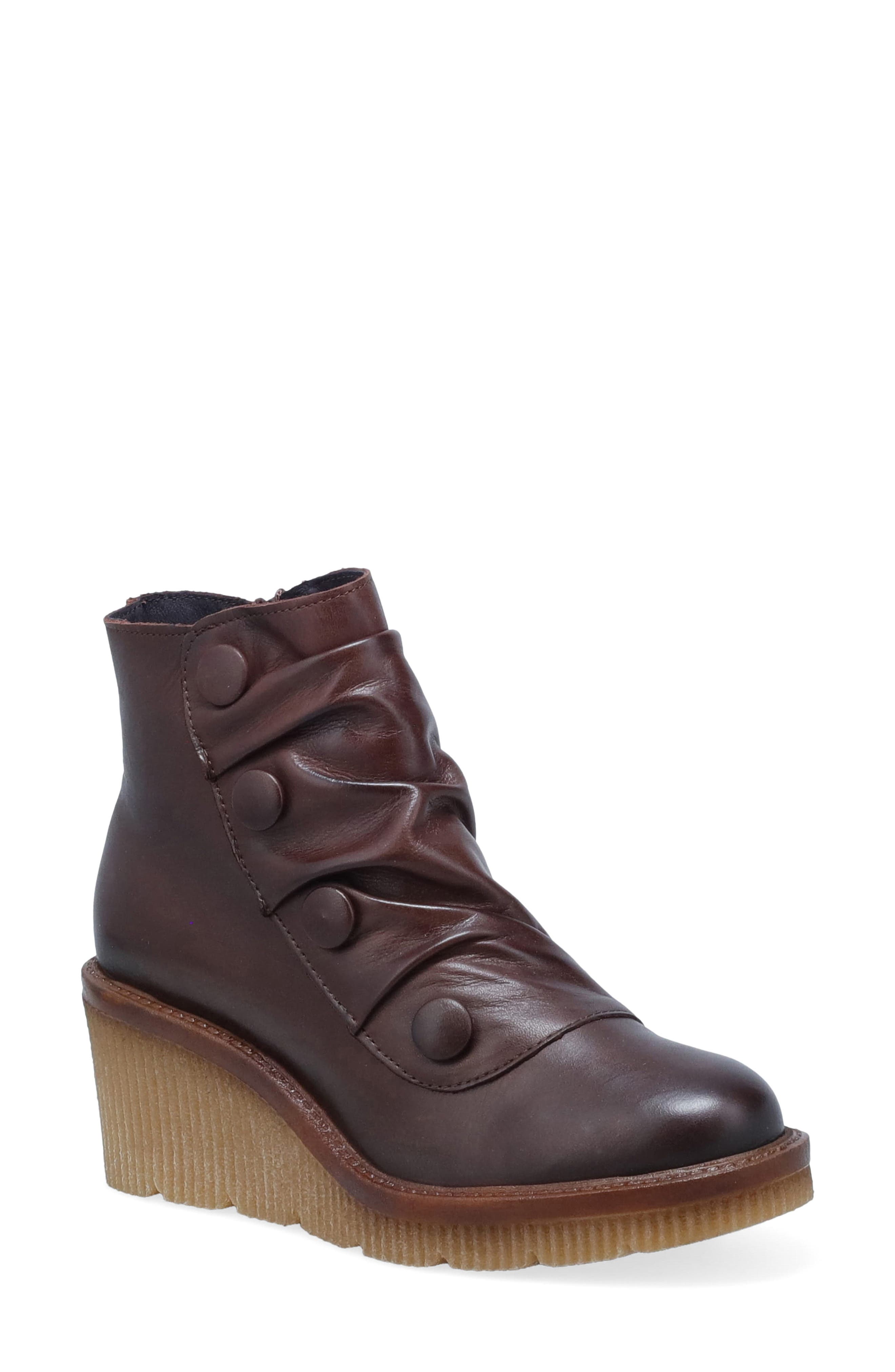 Alice Leather Wedge Bootie, Main, color, BROWN