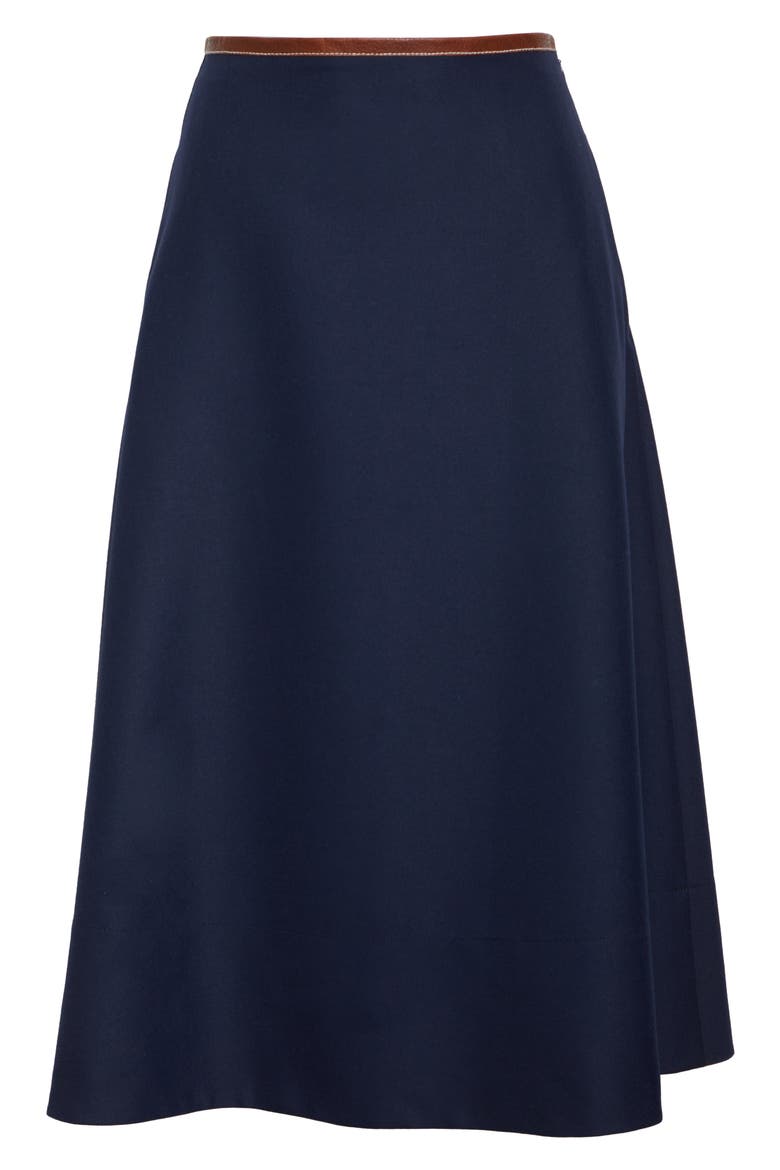 Stretch Gabardine A-Line Midi Skirt, Alternate, color, NV00 NAVY