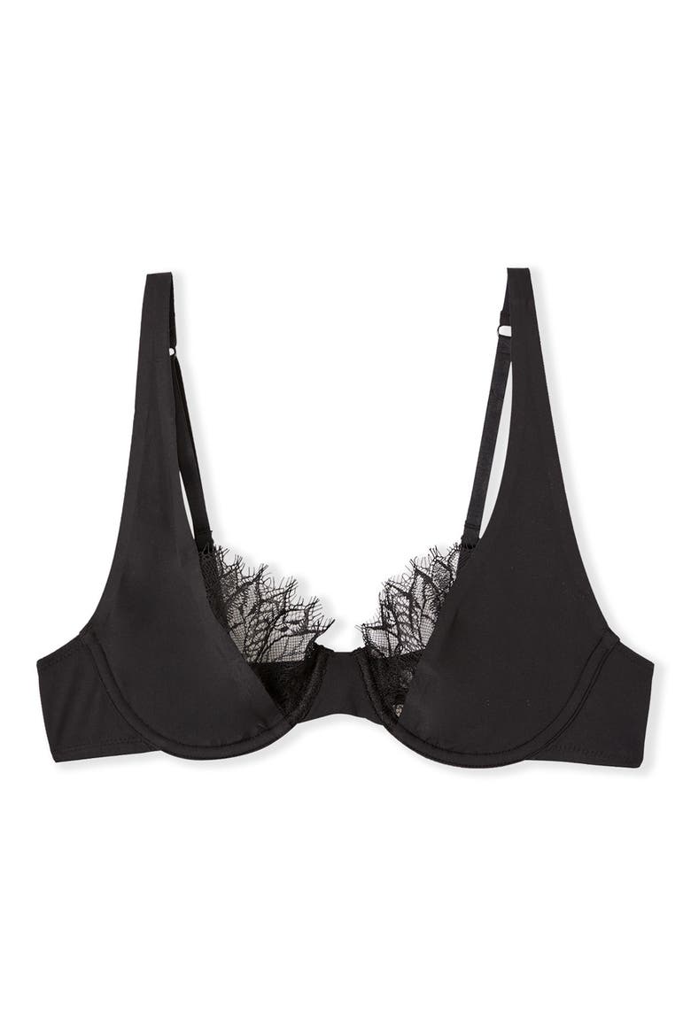 Mysterieuse Classique Lace Trim Underwire Bra, Alternate, color, BLACK
