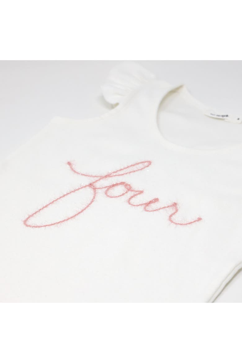 "four" Pink Embroidered Cotton Baby Rib Flutter Sleeve Tank, Alternate, color, Cream