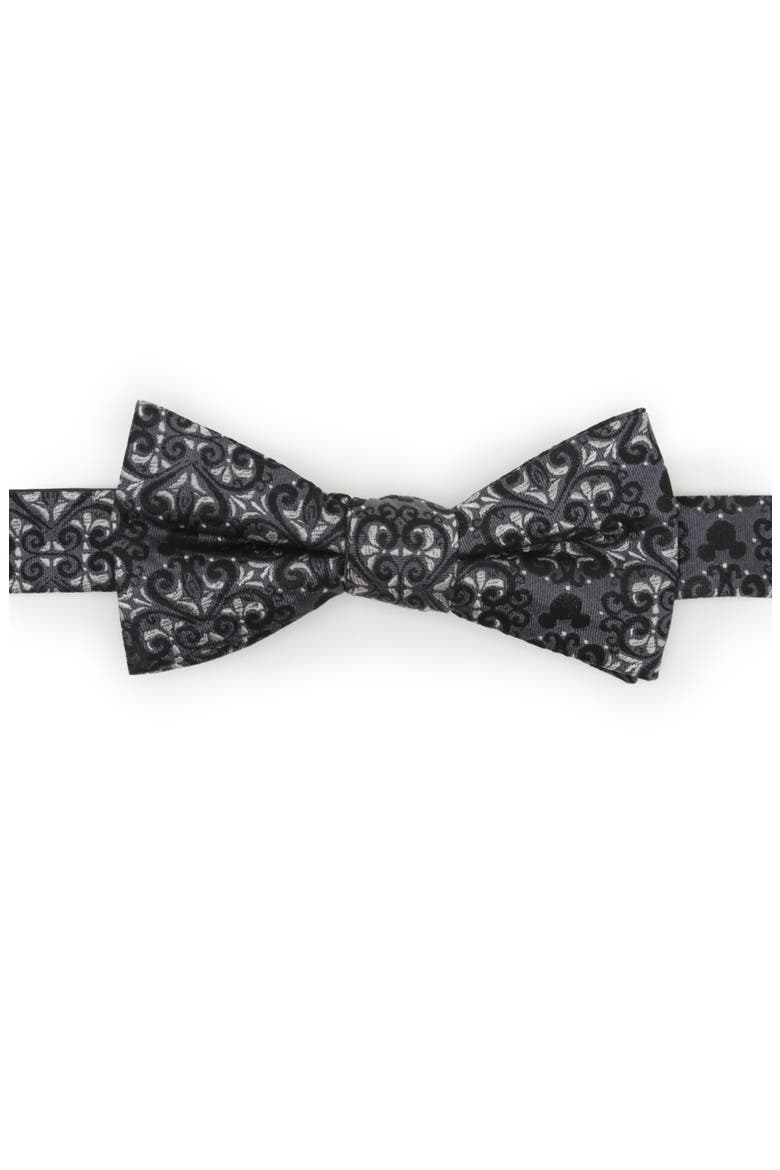 x Disney Mickey Mouse Damask Tile Silk Bow Tie, Main, color, GRAY