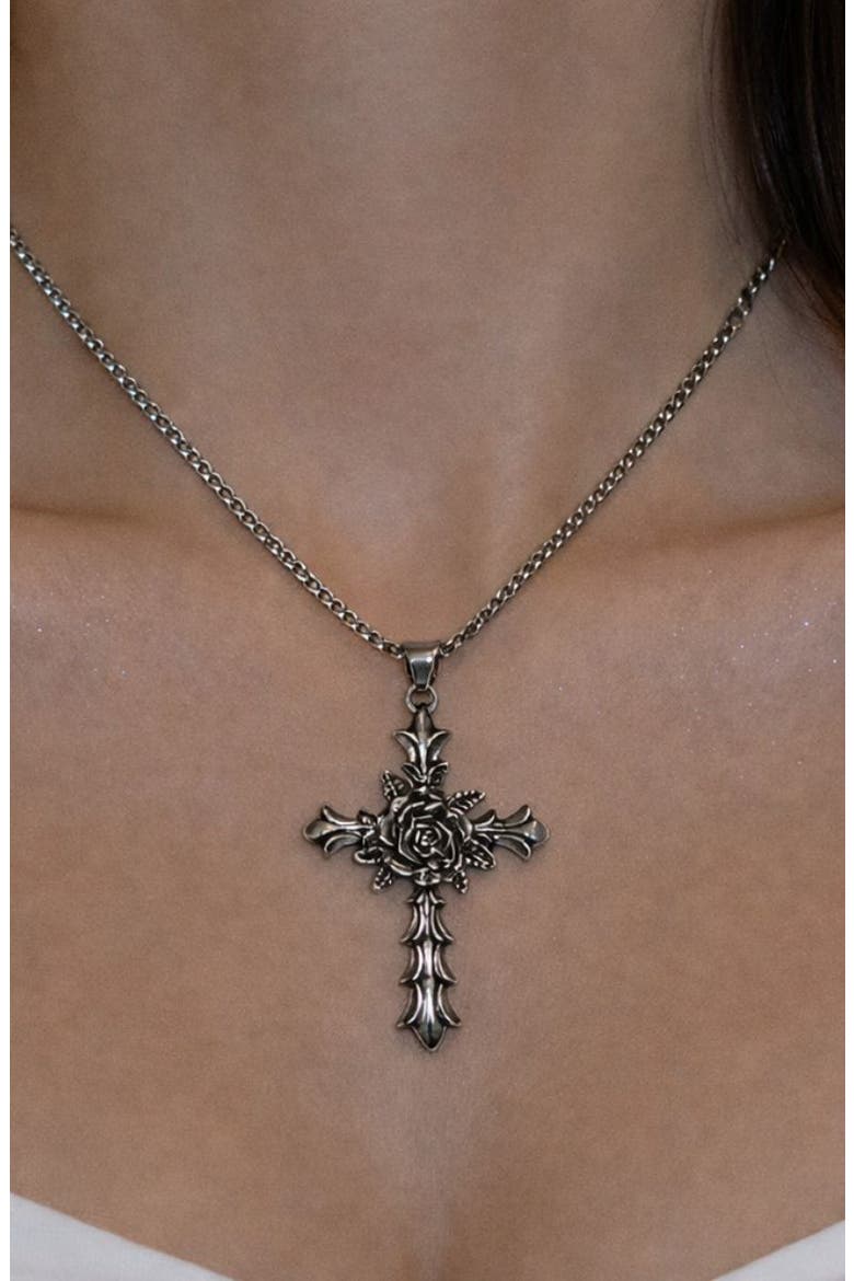 Cross Pendant Necklace, Alternate, color, SILVER