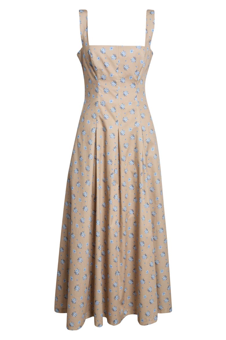 Caitlin Floral Print Cotton Midi Dress, Alternate, color, SAND/ OXFORD
