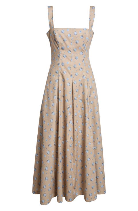 Caitlin Floral Print Cotton Midi Dress