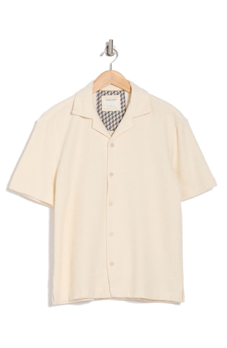 Cactus Man Textured Woven Short Sleeve Shirt, Alternate, color, Cream