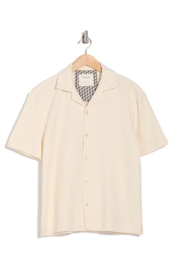 Shop Cactus Man Textured Woven Short Sleeve Shirt In Cream