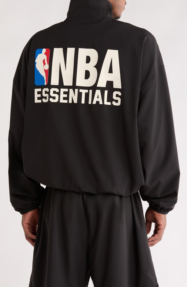 Fear of God Essentials x NBA Half Zip Track Jacket, Alternate, color, Black