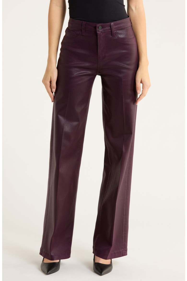 Scottie Coated High Waist Wide Leg Jeans, Main, color, DARK MALBEC COATED