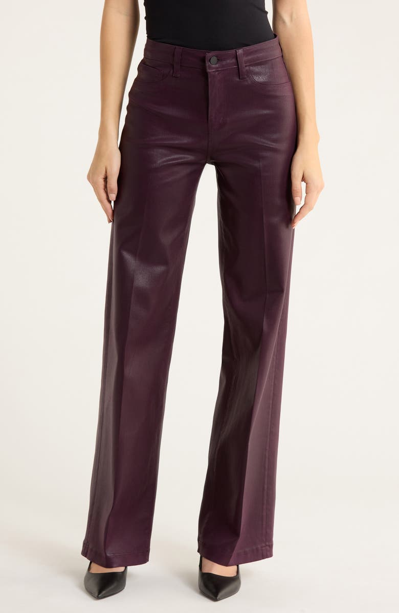 L'AGENCE Scottie Coated High Waist Wide Leg Jeans, Main, color, Dark Malbec Coated