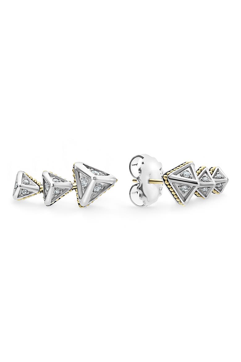 Graduated Diamond Pyramid Ear Crawlers, Alternate, color, DIAMOND