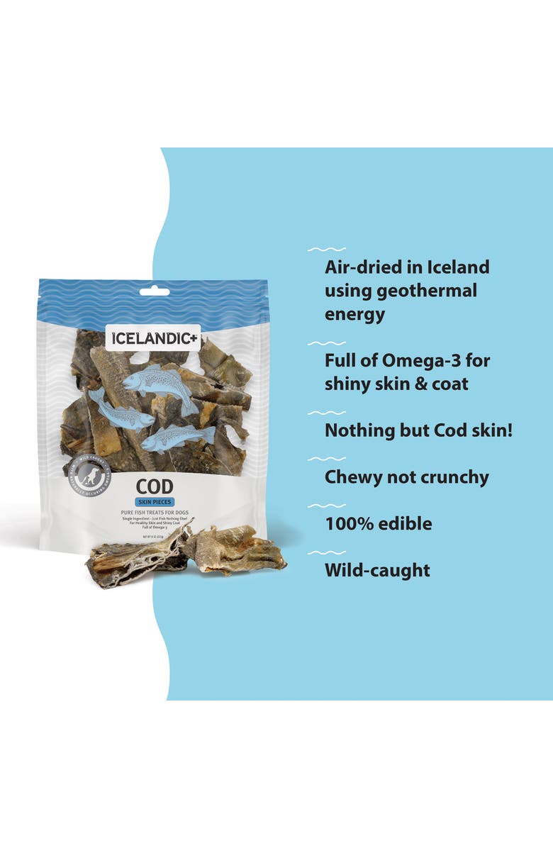 ICELANDIC+ Cod Skin Mixed Pieces Dog Treat 8Oz Bag, Alternate, color, 