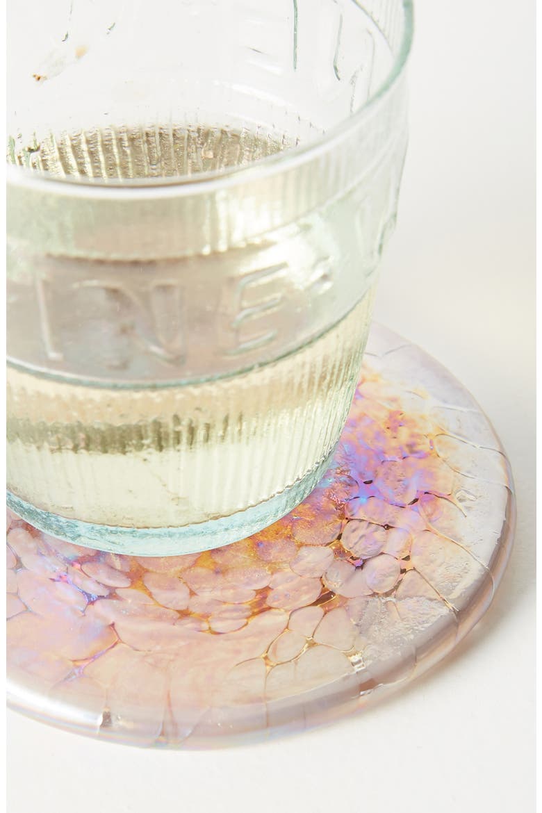 Anthropologie Petula Set of 4 Blown Glass Coasters, Alternate, color, AMETHYST